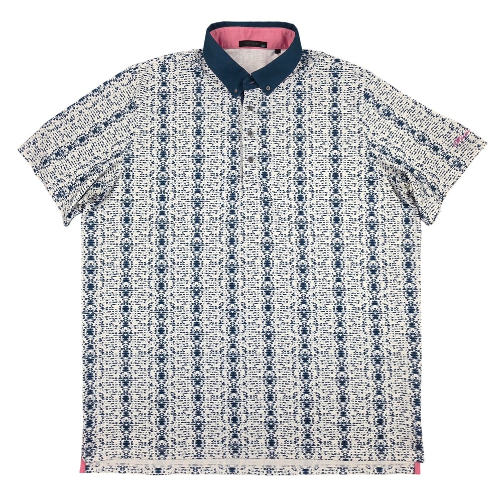 Greyson Clothiers Mens XXL Golf Polo Blue White Geometric Moore's Mill Club